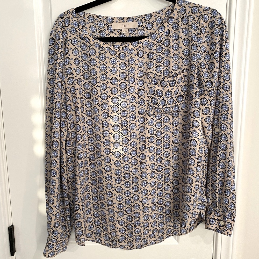 Loft - long sleeve blouse with pocket. Small